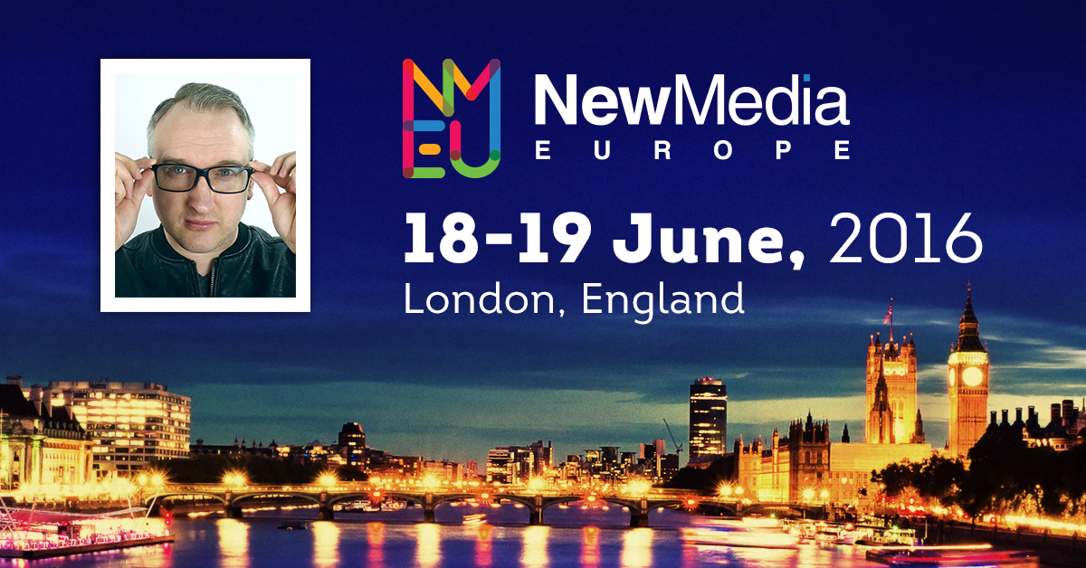 Kevin Field presenting at New Media Europe 2016